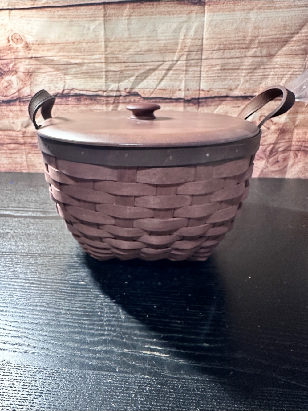 Longaberger Merlot 10" work basket with lid
